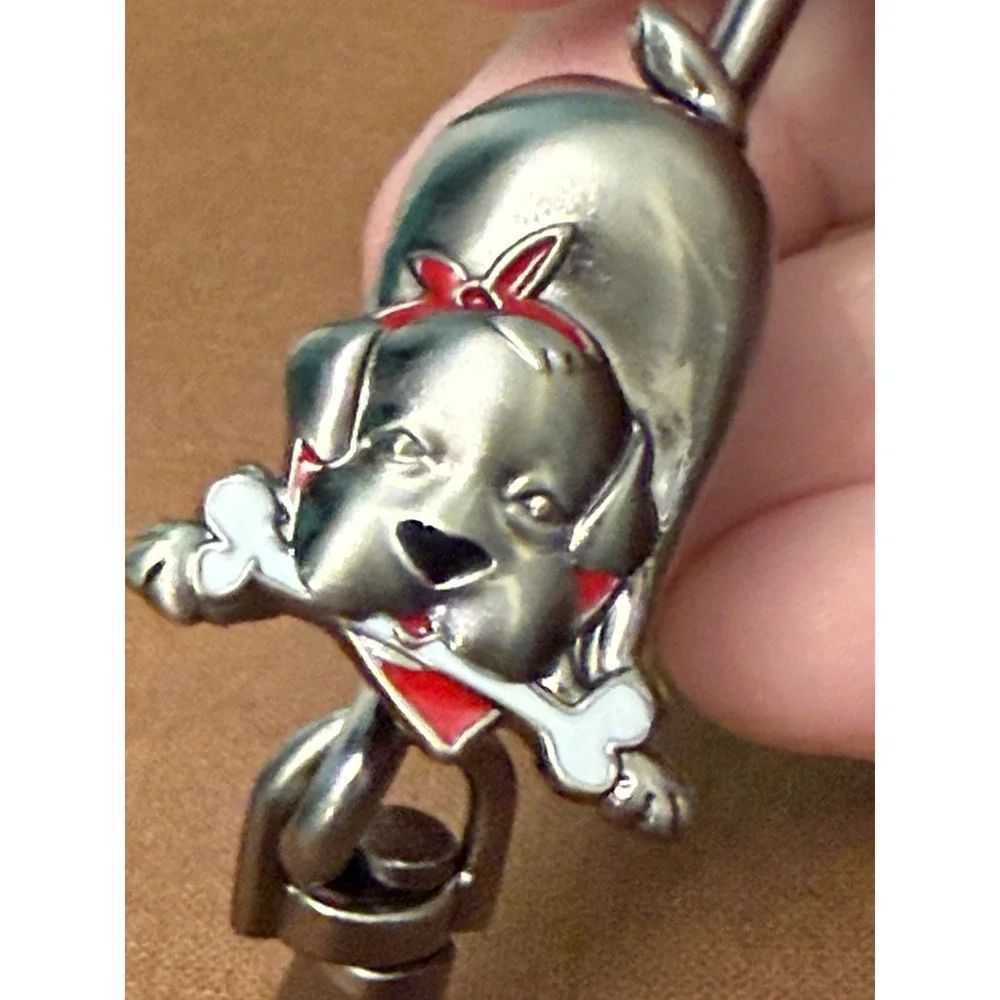Alexx Inc Finders Key Purse Hook Dog Bone Silver Red Enamel Bag Accessory Puppy